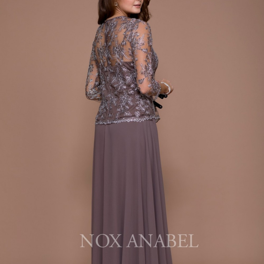 Mother of the Bride Long Illusion Neck Dress 5096 - Picture 2 of 4